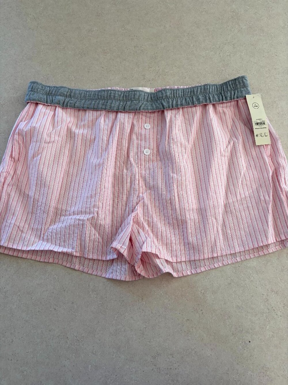 No boundaries Women's Boxer Shorts Loungewear Size XL Pink & White Stripes